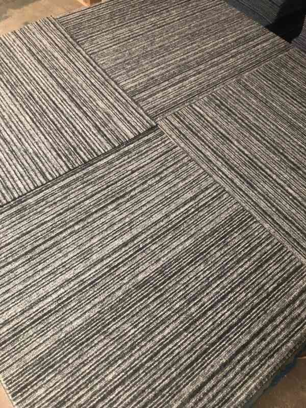 Interface Black Grey Lined Carpet Tiles - Used Carpet Tiles | FREE  collection | Nationwide delivery